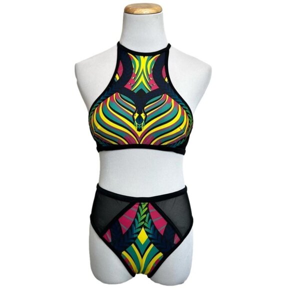 Andrea Iyamah Swim Womens Size Top Small Bottom Medium Snake High Waist Bikini - Picture 2 of 12